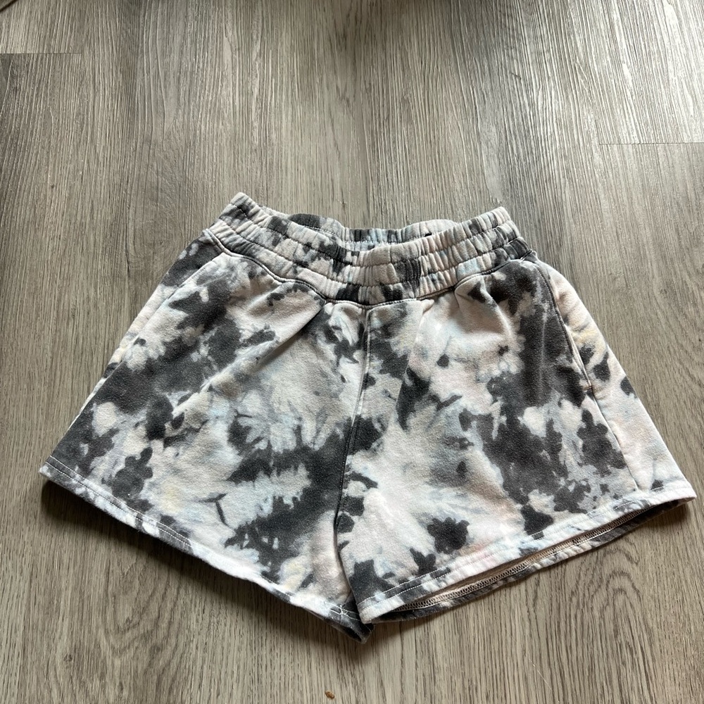Hollister Black and White Tie-Dye Athletic Shorts